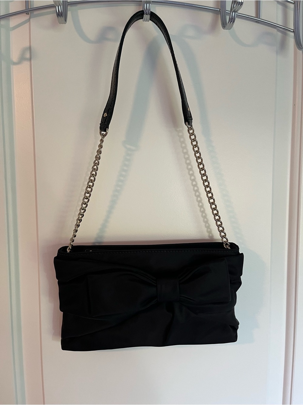 kate spade Black Bow-Accent Chain Evening Bag